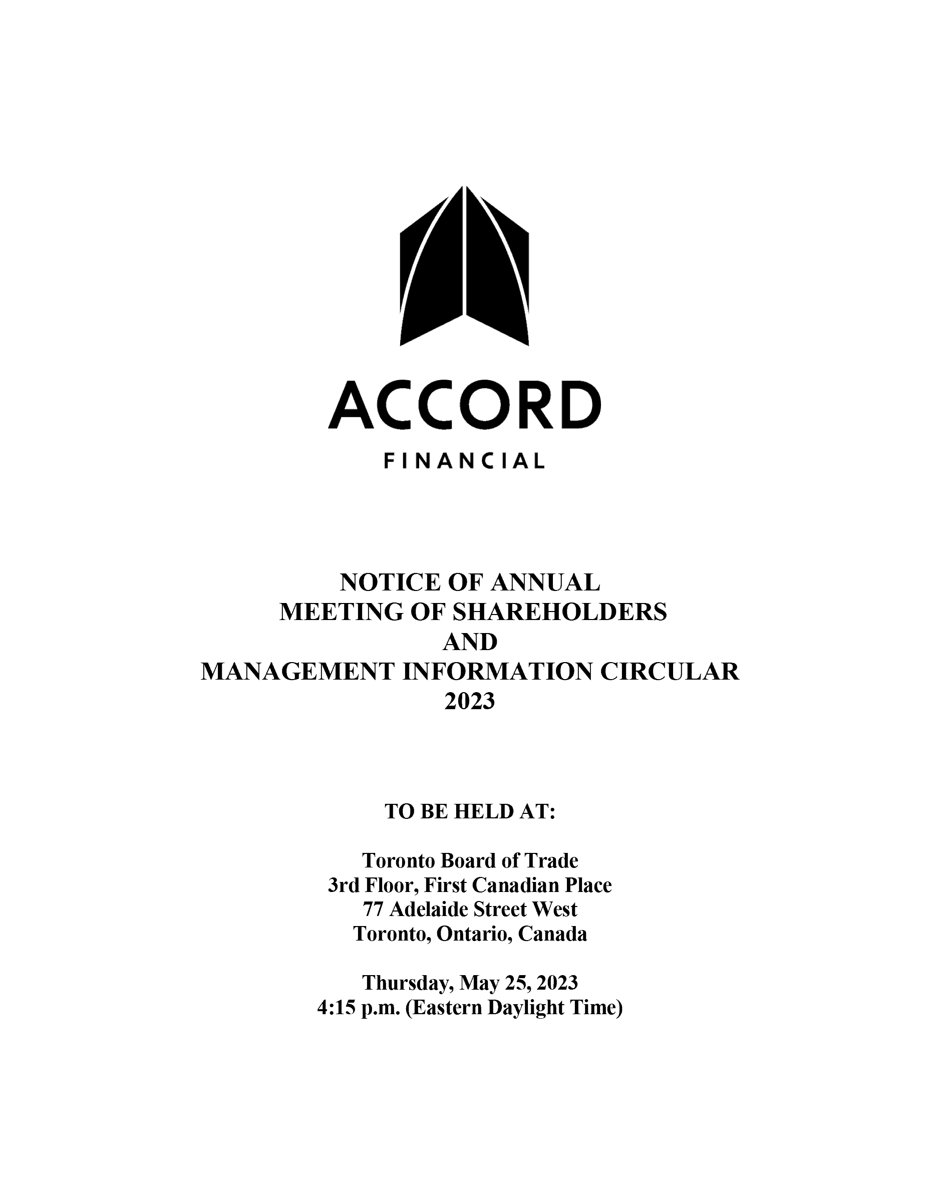 Accord management information circular 2023